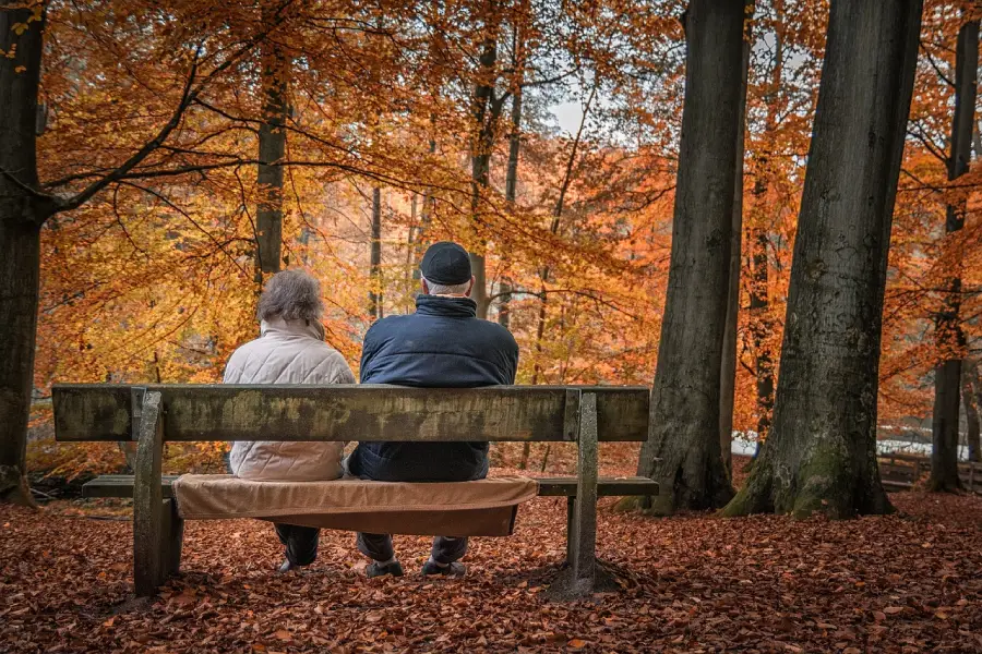 Anziani sulla panchina - Vita da pensionati -
